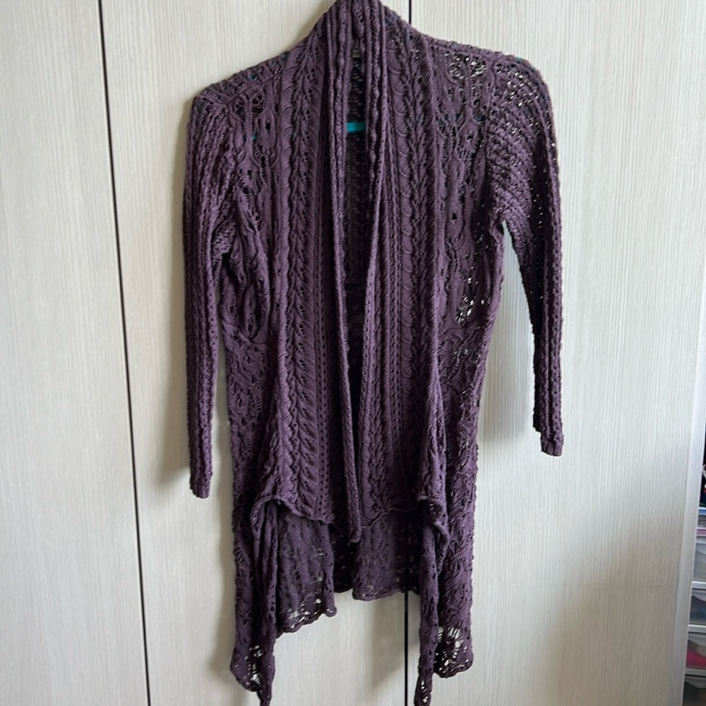 Cabi purple knit long sweater